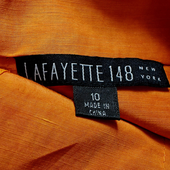 Lafayette 148 Belted Full Zip Front Jacket Size 10 Orange Linen Cupro Pockets - Picture 9 of 11